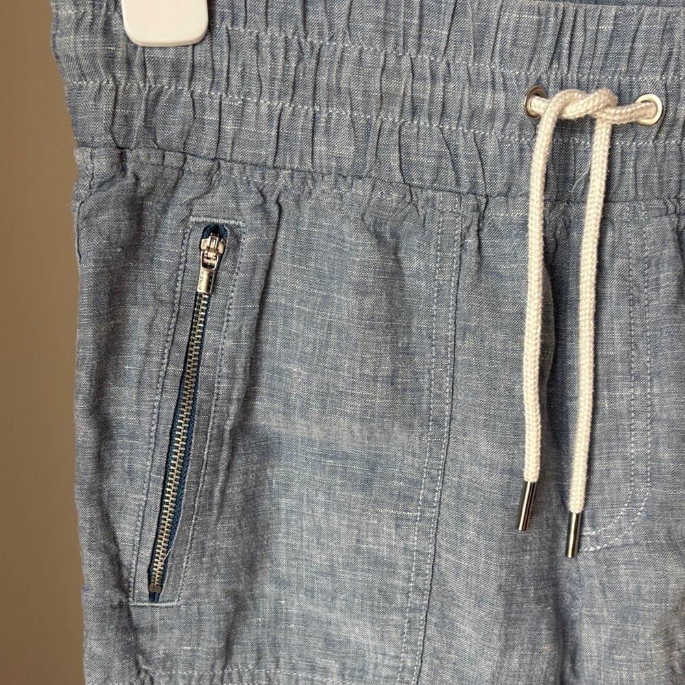 Athleta Cabo Light Blue Drawstring Linen-Blend Joggers - Picture 5 of 6